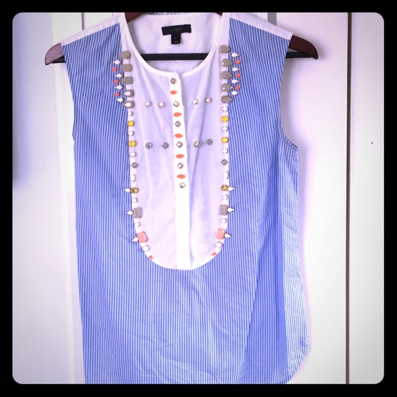 J. Crew Tops - J. Crew Crystal Embellished Tuxedo Shell